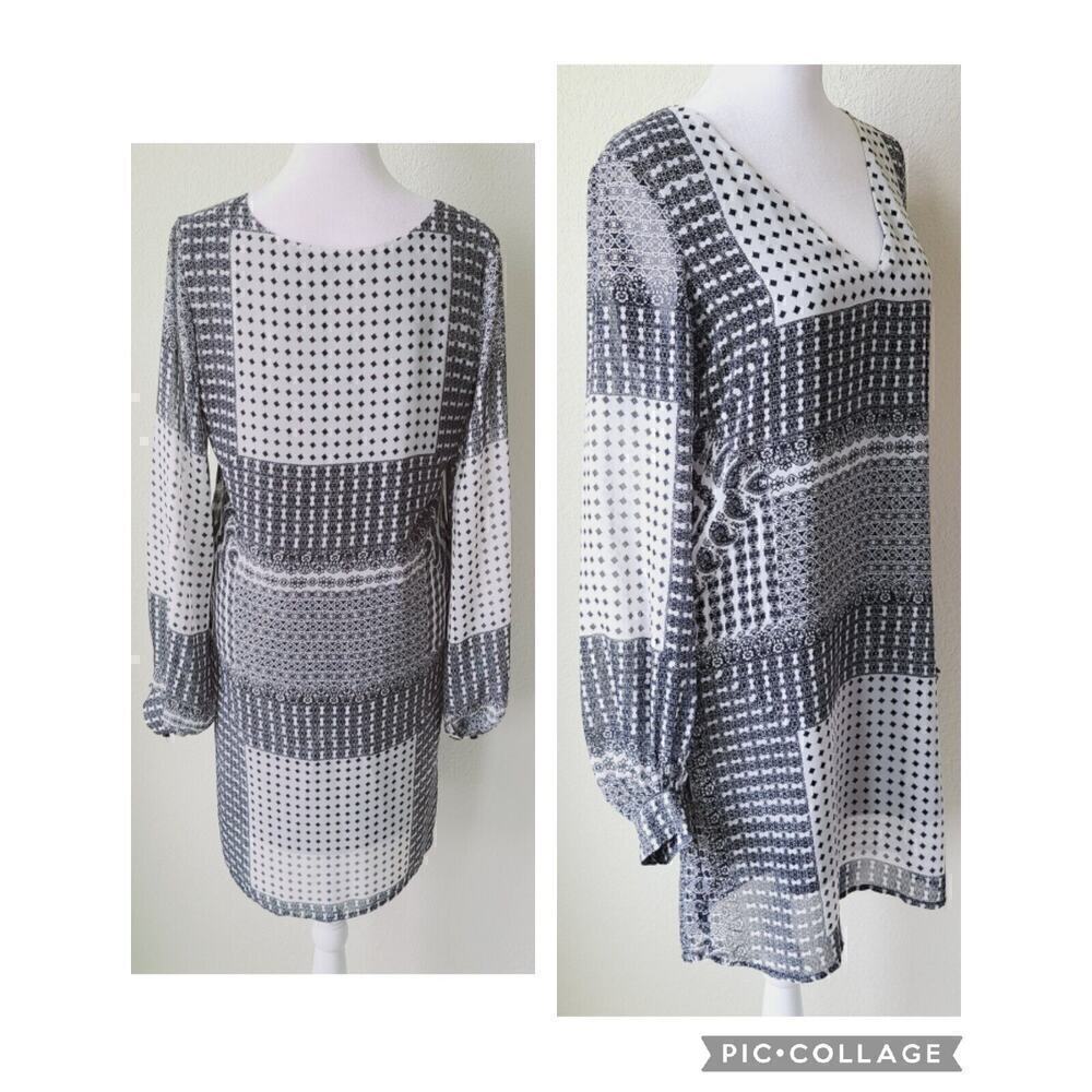 Capulet Shirt Dress Small‎ / Medium Pockets Black & White Mixed Patterns Office